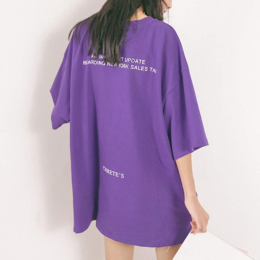 オーバーサイズTシャツ 半袖オーバーサイズシャツ 文字プリント ゆったり韓国風
