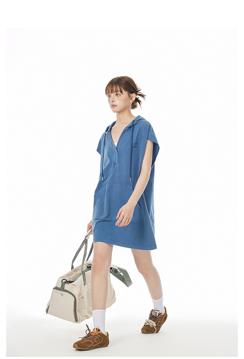 オーバーサイズTシャツ フード付きゆったりチュニックワンピース