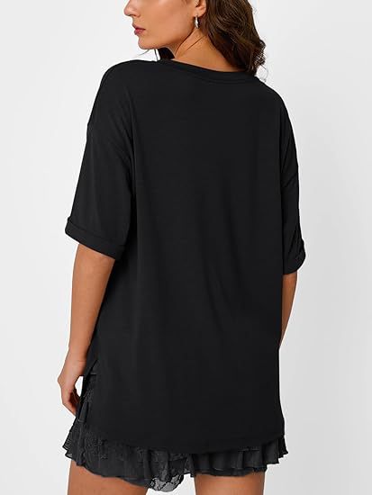 オーバーサイズTシャツ レディースサイドスリット入り抜け感ゆるシルエット