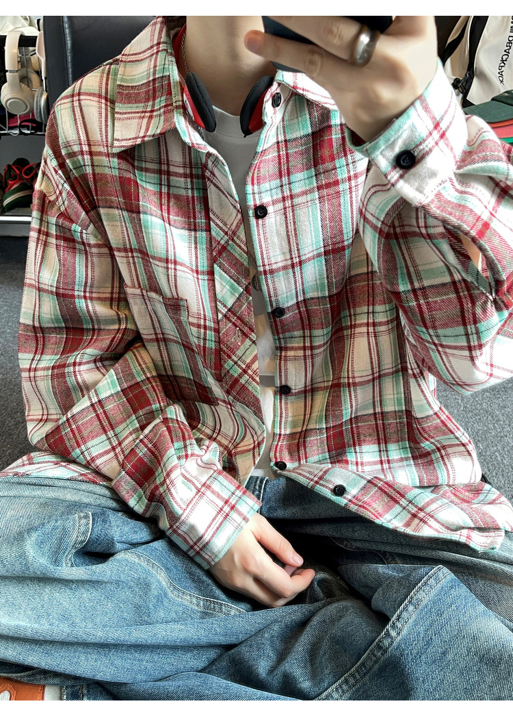 オーバーサイズTシャツ 格子柄ゆったりシャツ