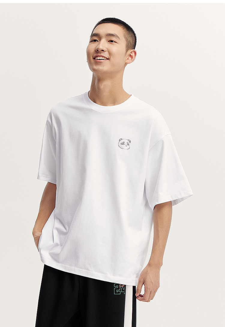 オーバーサイズTシャツ パンダ刺繍ゆったりシルエット半袖
