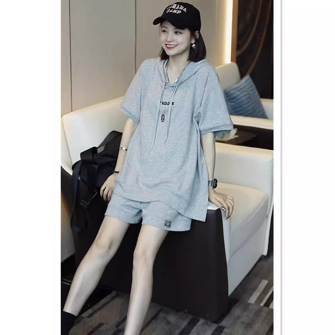 オーバーサイズTシャツレディース フード付きゆったり半袖パーカー風トップス