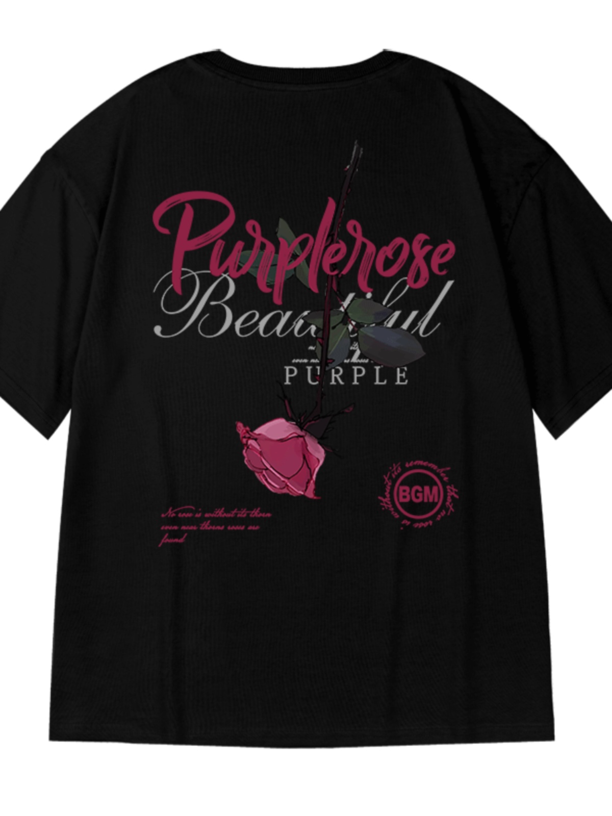 オーバーサイズTシャツ 紫薔薇モチーフ オーバーサイズ半袖