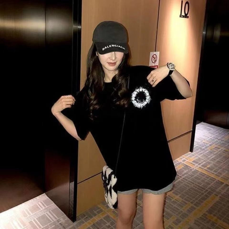 オーバーサイズTシャツ 煙のアート バックプリント レディースゆったりシャツ