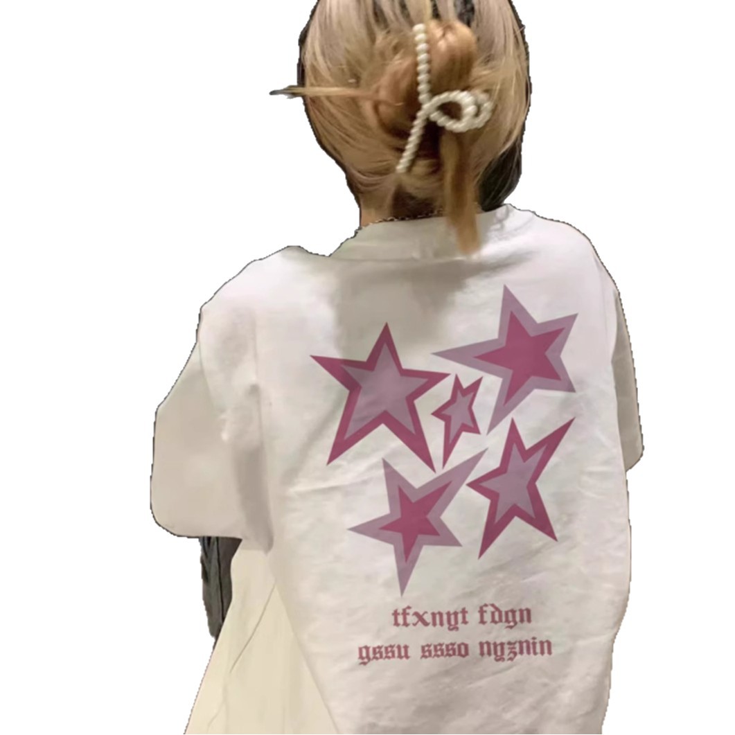 オーバーサイズTシャツ 星空プリント ゆったりロング丈トップス