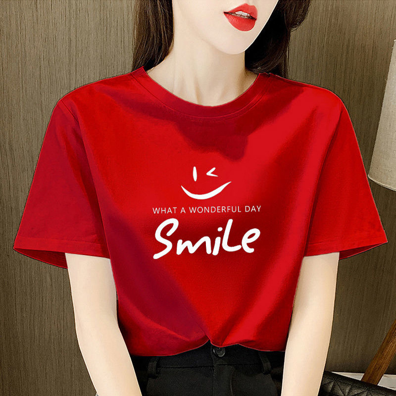オーバーサイズTシャツ 笑顔メッセージゆったり半袖