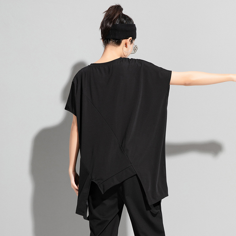 オーバーサイズTシャツ レディースサイドジップデザイン ゆったりTシャツ
