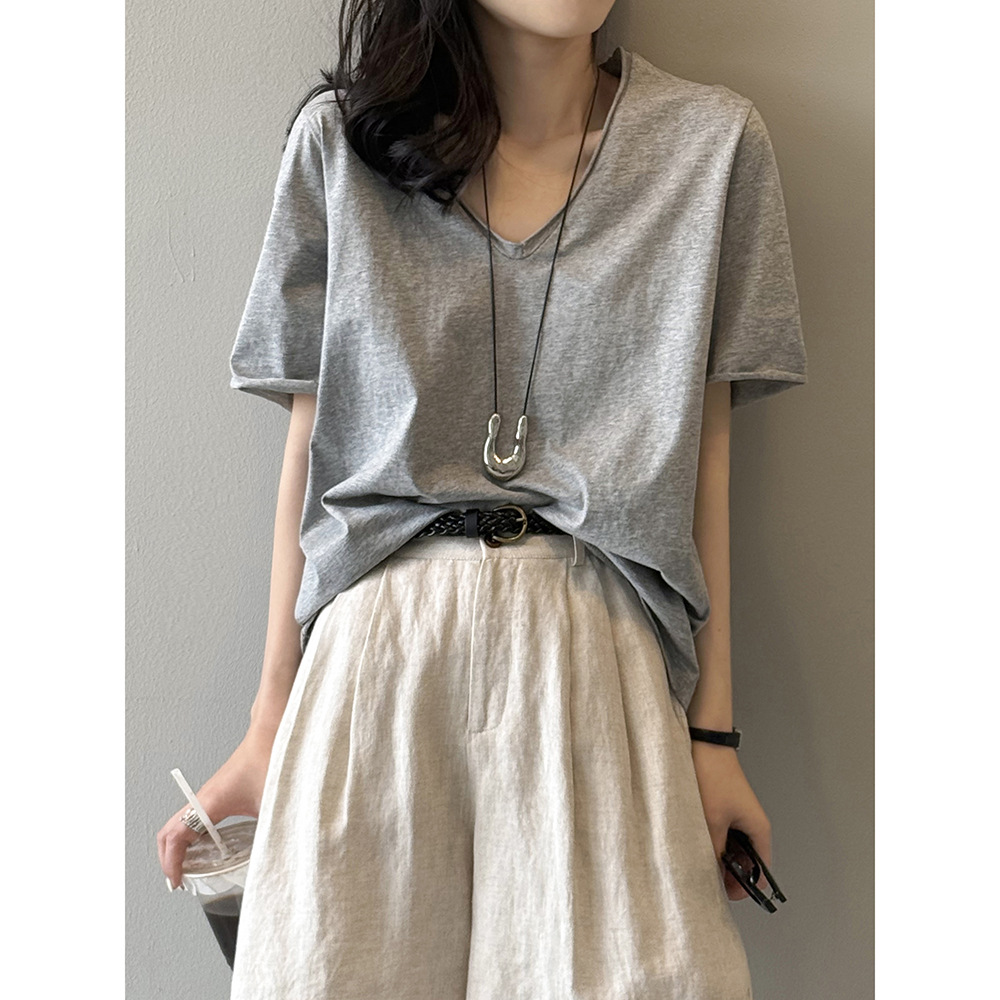 オーバーサイズTシャツ 優雅な横ゆるシルエット 丸首ゆったりティー