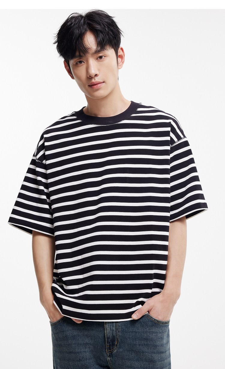 オーバーサイズTシャツ ゆったりマリン風ボーダーＴシャツ