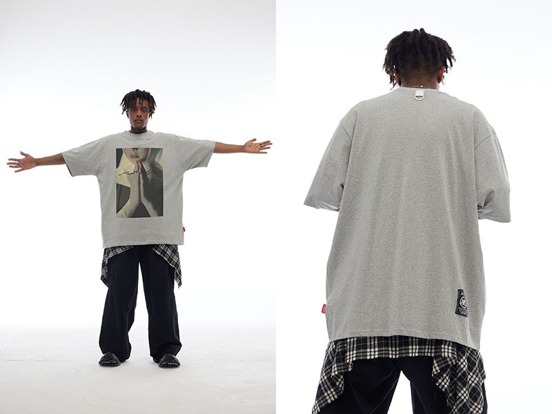 オーバーサイズTシャツ 人物写真プリント オーバーサイズ半袖シャツ 男女兼用 全七色