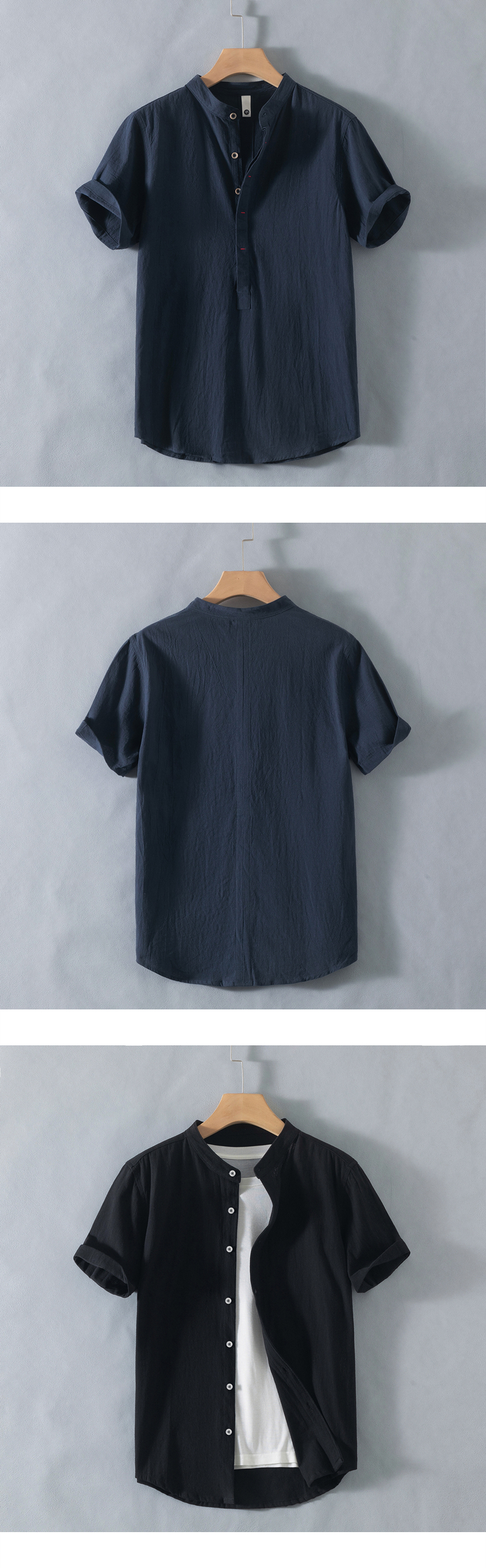 オーバーサイズTシャツ 立ち襟リネン風ゆったりプルオーバー
