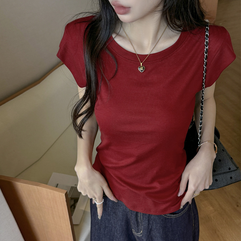 オーバーサイズTシャツ シンプル丸首フレンチスリーブ