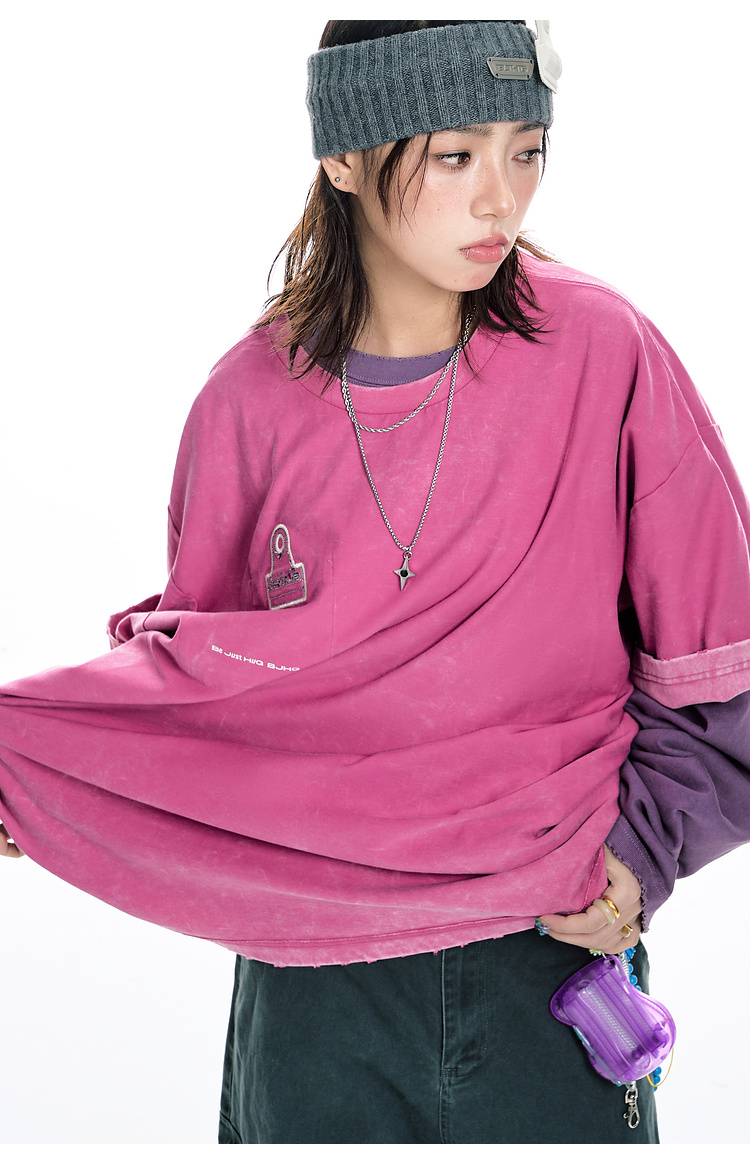 オーバーサイズTシャツ ヴィンテージ風ポケット付きゆるシルエット