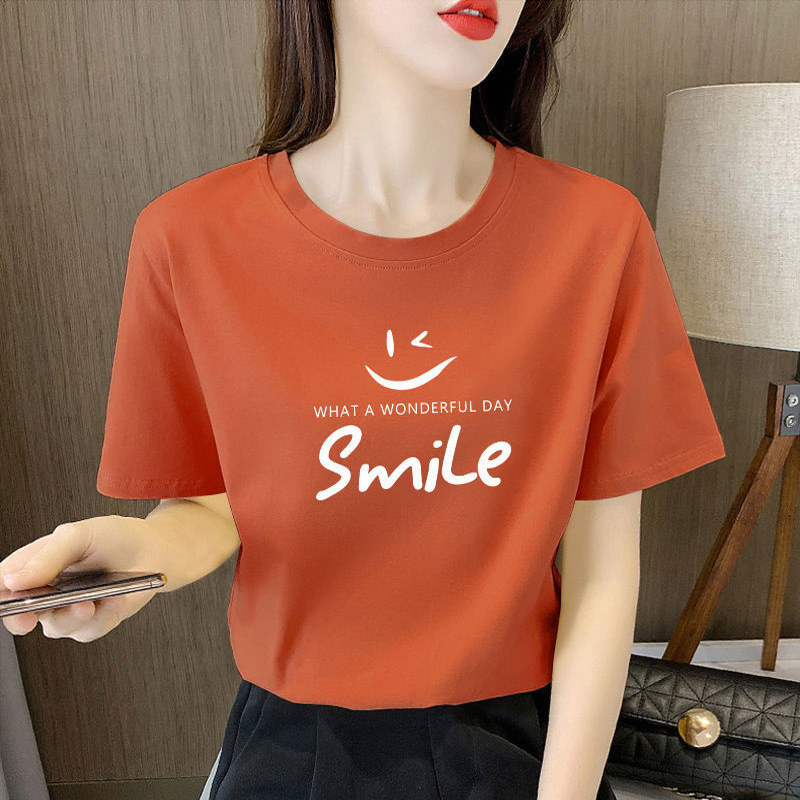 オーバーサイズTシャツ 笑顔メッセージゆったり半袖