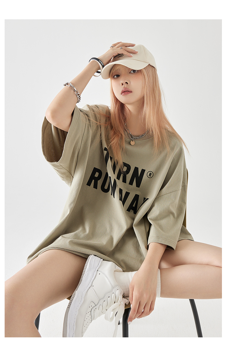 オーバーサイズTシャツ ロゴデザイン ゆったりミニワンピース