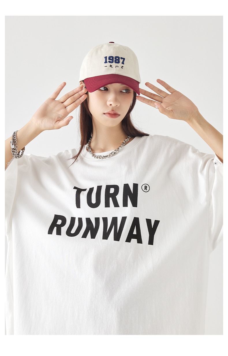 オーバーサイズTシャツ ロゴデザイン ゆったりミニワンピース