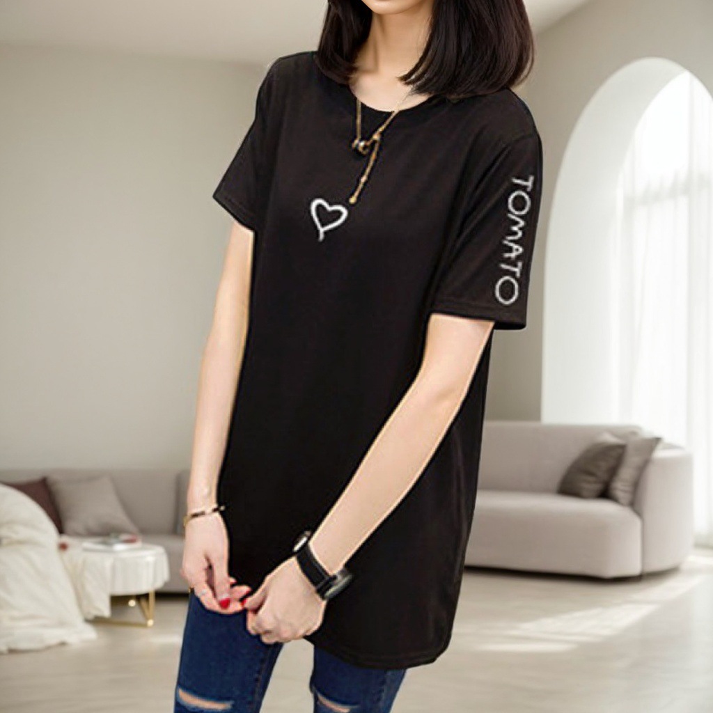 オーバーサイズTシャツ 優しいハートのゆったりチュニック