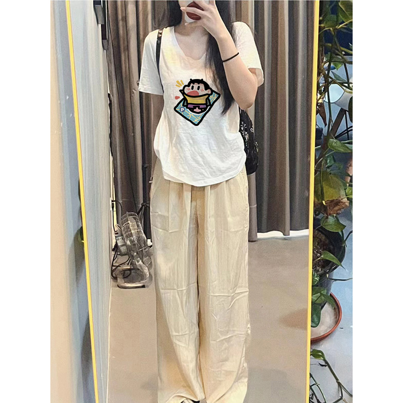 オーバーサイズTシャツ ゆるキャラ刺繍ゆったりTシャツ