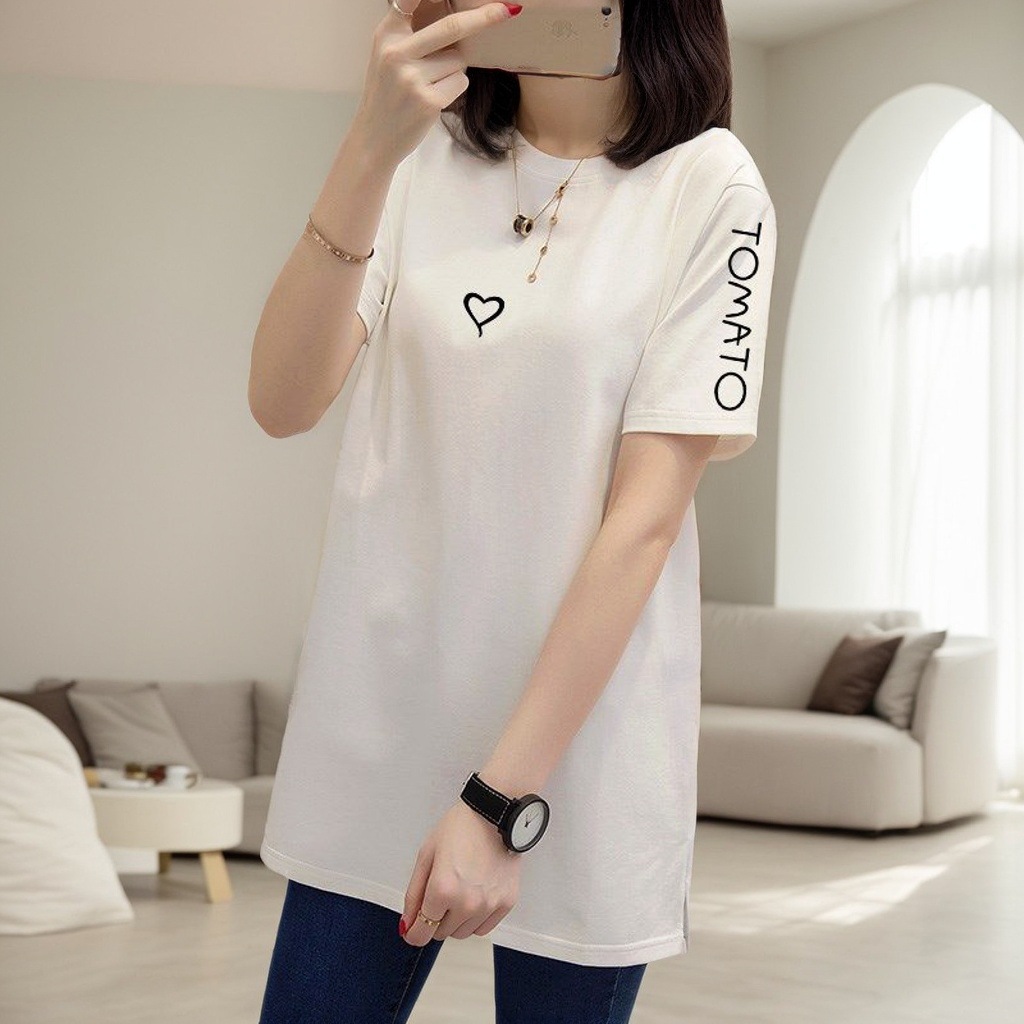 オーバーサイズTシャツ 優しいハートのゆったりチュニック