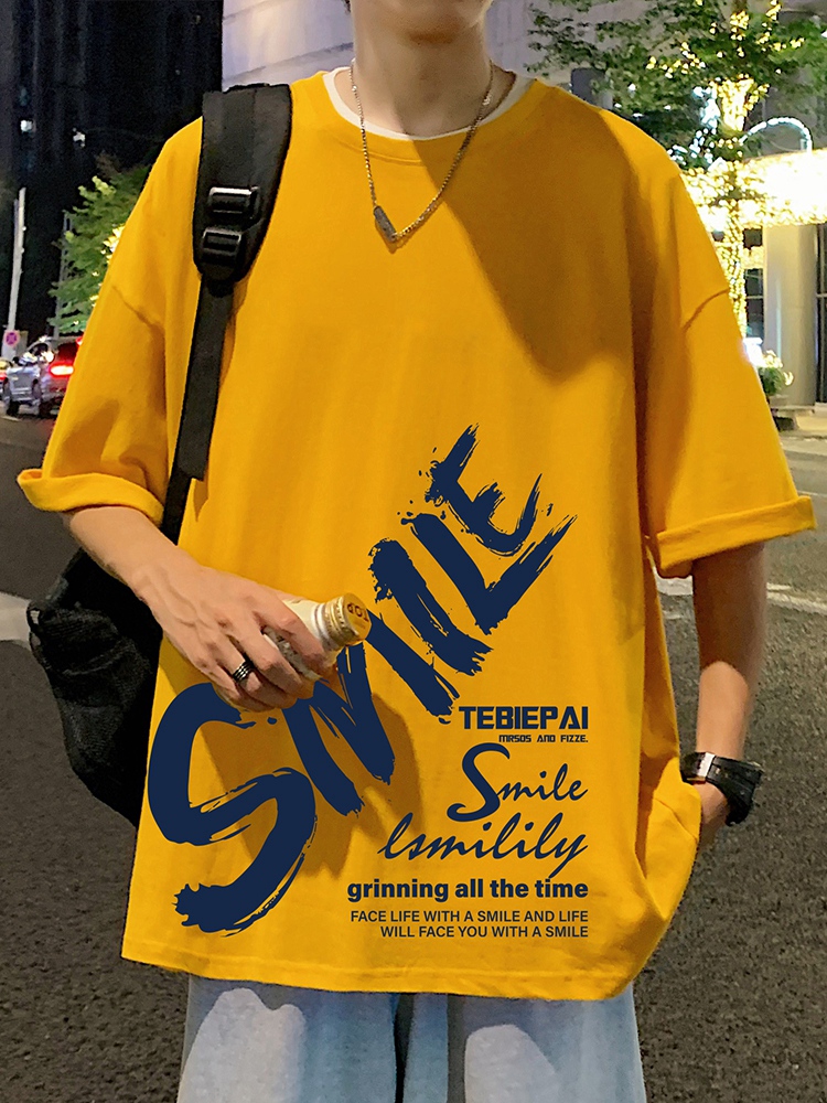 オーバーサイズTシャツ 微笑む心 筆文字デザイン 半袖