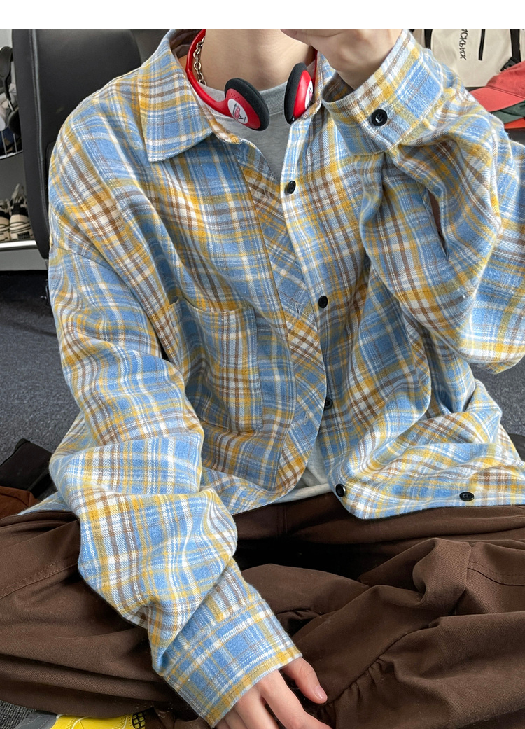 オーバーサイズTシャツ 格子柄ゆったりシャツ