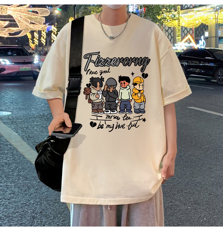 オーバーサイズTシャツ ストリート風キャラクターイラスト半袖