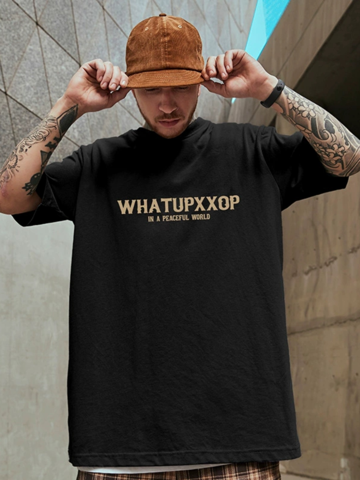 オーバーサイズTシャツ 平和宣言 レトロ新聞プリント Tシャツ