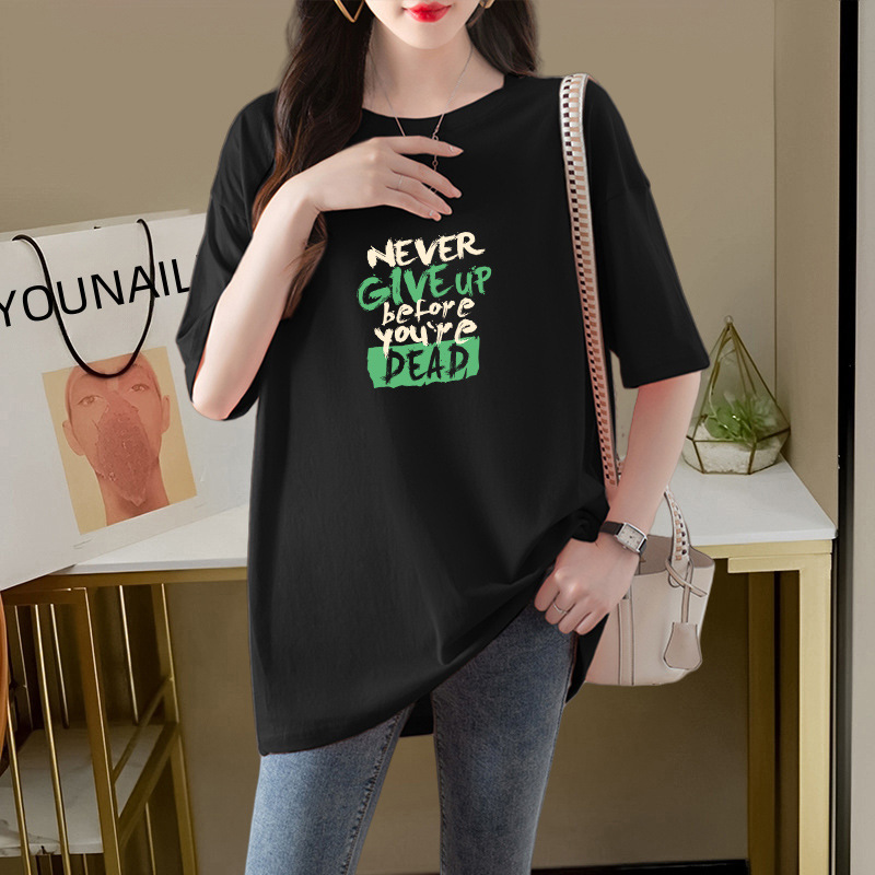 オーバーサイズTシャツ 前向きメッセージ レディースゆったりTシャツ