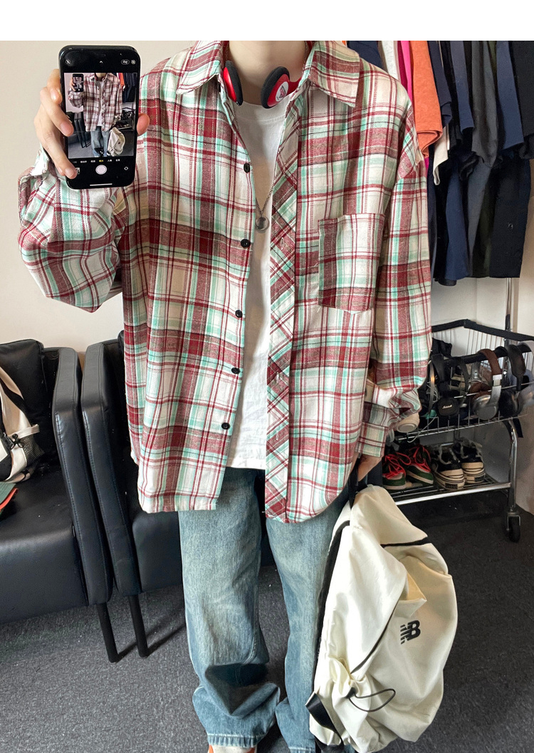 オーバーサイズTシャツ 格子柄ゆったりシャツ