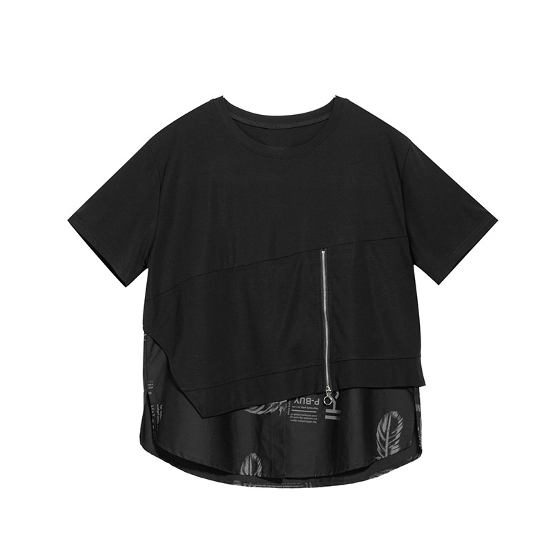 オーバーサイズTシャツ レディースレイヤード切替デザインゆったり半袖