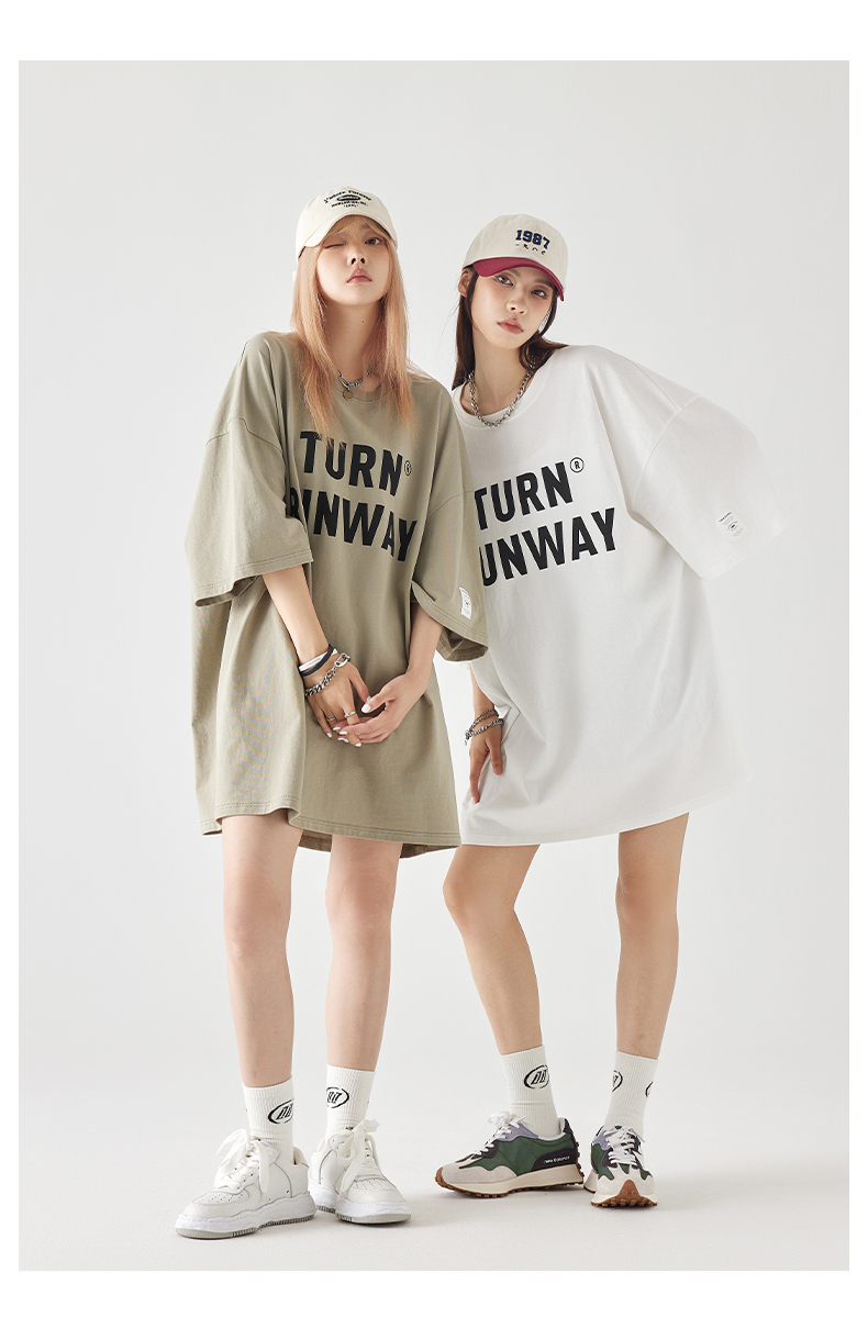オーバーサイズTシャツ ロゴデザイン ゆったりミニワンピース