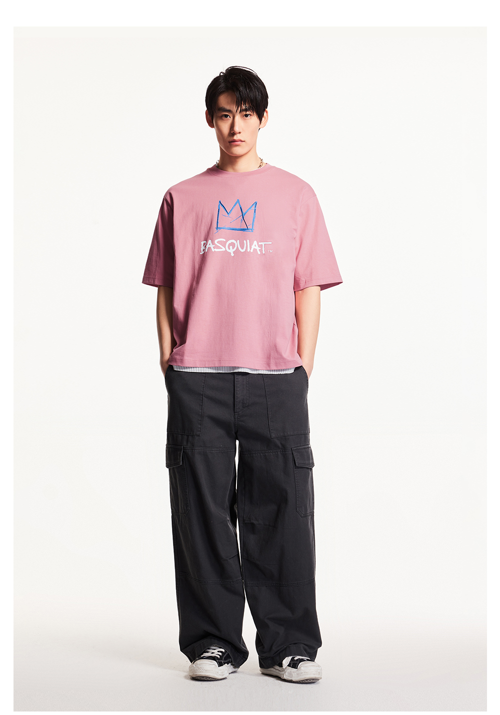 オーバーサイズTシャツ 王冠アート ビッグシルエット半袖
