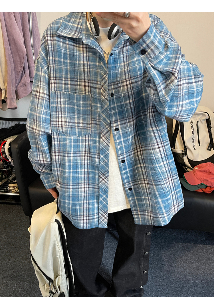 オーバーサイズTシャツ 格子柄ゆったりシャツ