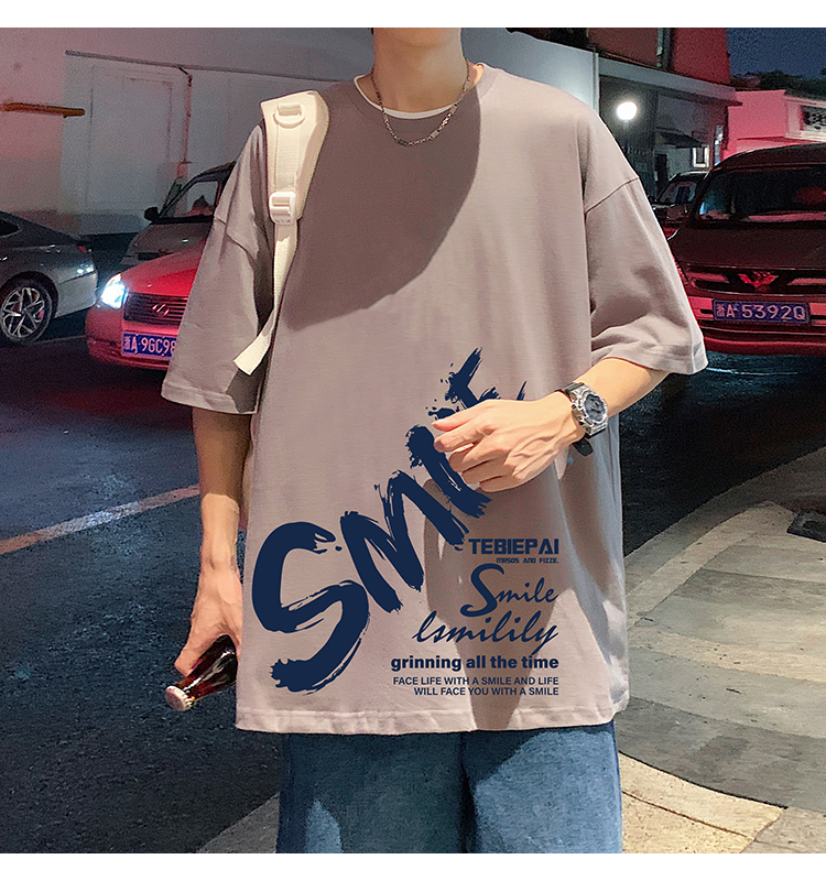 オーバーサイズTシャツ 微笑む心 筆文字デザイン 半袖