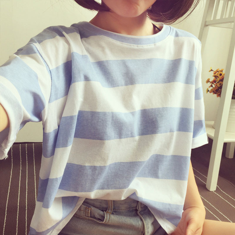 オーバーサイズTシャツ 太ボーダーゆったりシルエット半袖