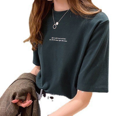 オーバーサイズTシャツ シンプルメッセージ ゆったり半袖