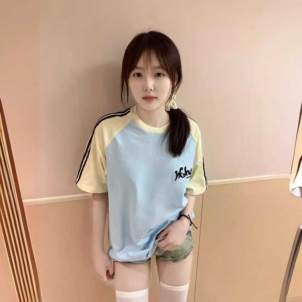 オーバーサイズTシャツ バイカラーラグラン切替ゆるシルエット