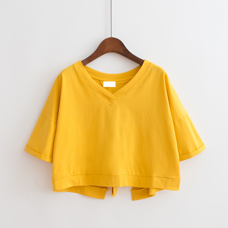 オーバーサイズTシャツ バックリボン ゆったり半袖トップス
