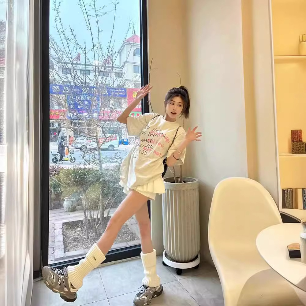オーバーサイズTシャツ 優しい印象のメッセージ入りゆったり着丈
