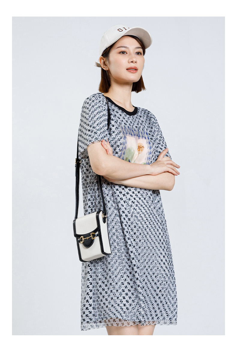 オーバーサイズTシャツ 風景画プリント幾何学模様ワンピース