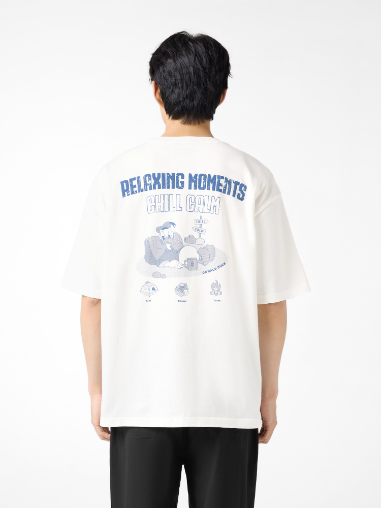 オーバーサイズTシャツ ゆったりくつろぎアヒル刺繍入り半袖