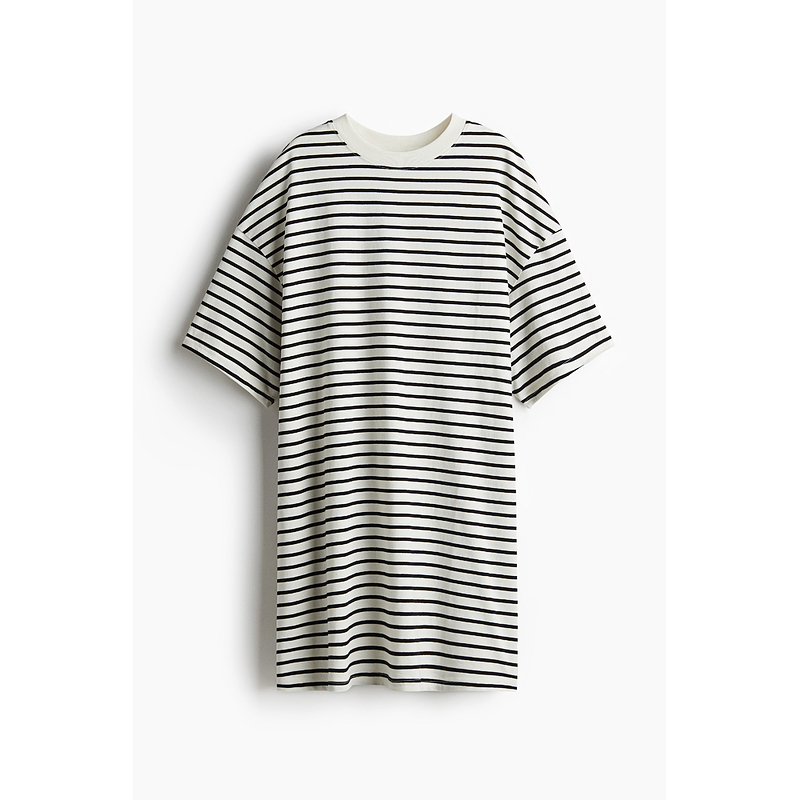 オーバーサイズTシャツ ゆったり横縞ミニワンピース