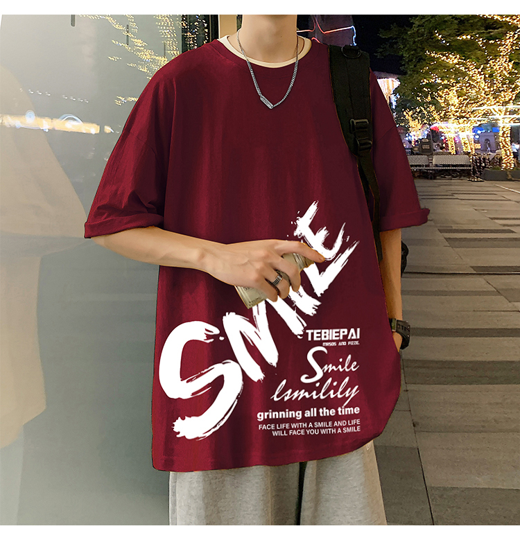 オーバーサイズTシャツ 微笑む心 筆文字デザイン 半袖