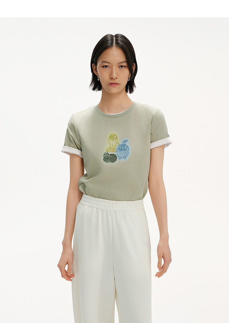 オーバーサイズTシャツ 芸術的イラスト入りゆるシルエット半袖
