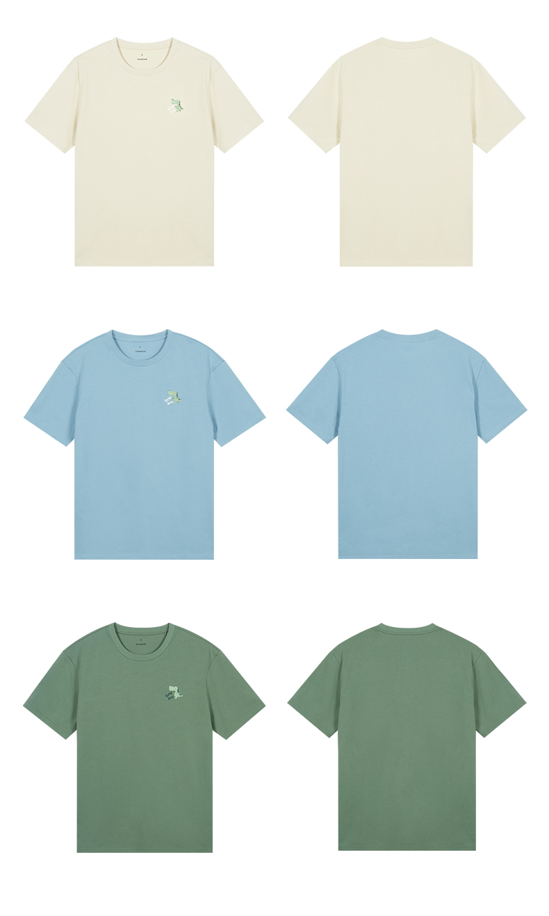 オーバーサイズTシャツ ワンポイント恐竜刺繍ゆったり半袖