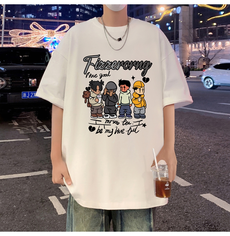 オーバーサイズTシャツ ストリート風キャラクターイラスト半袖