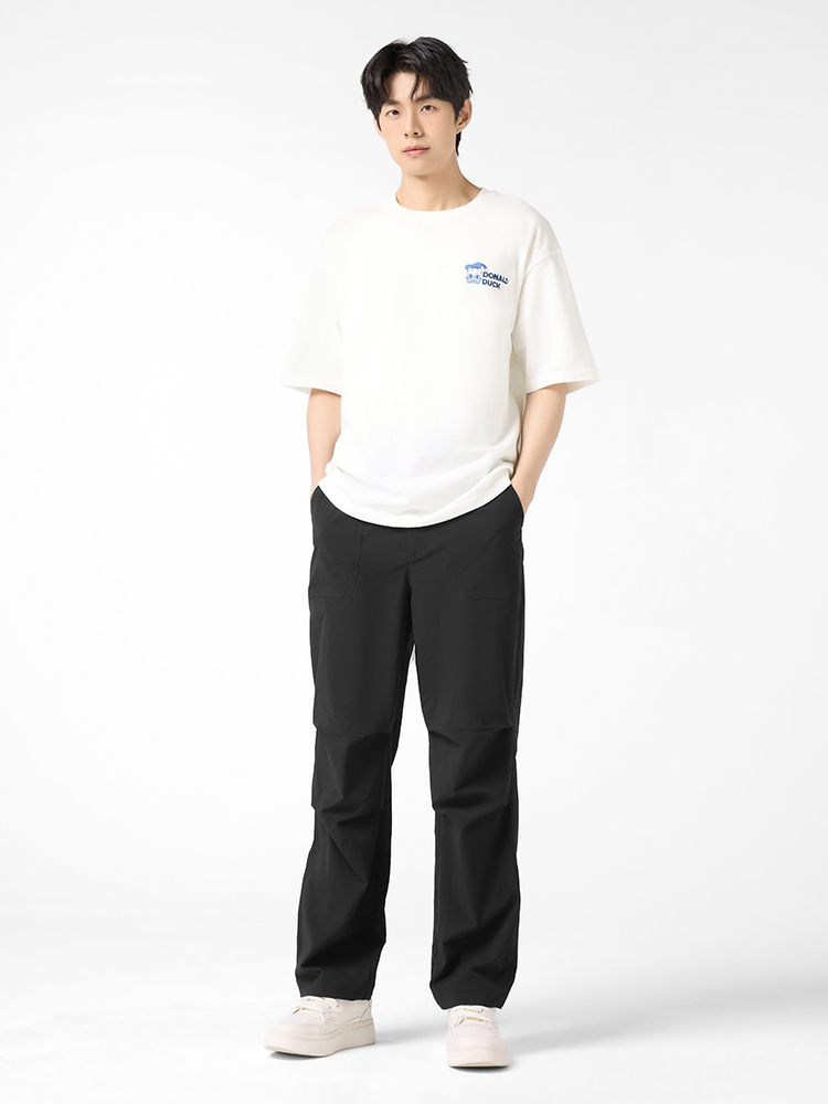 オーバーサイズTシャツ ゆったりくつろぎアヒル刺繍入り半袖