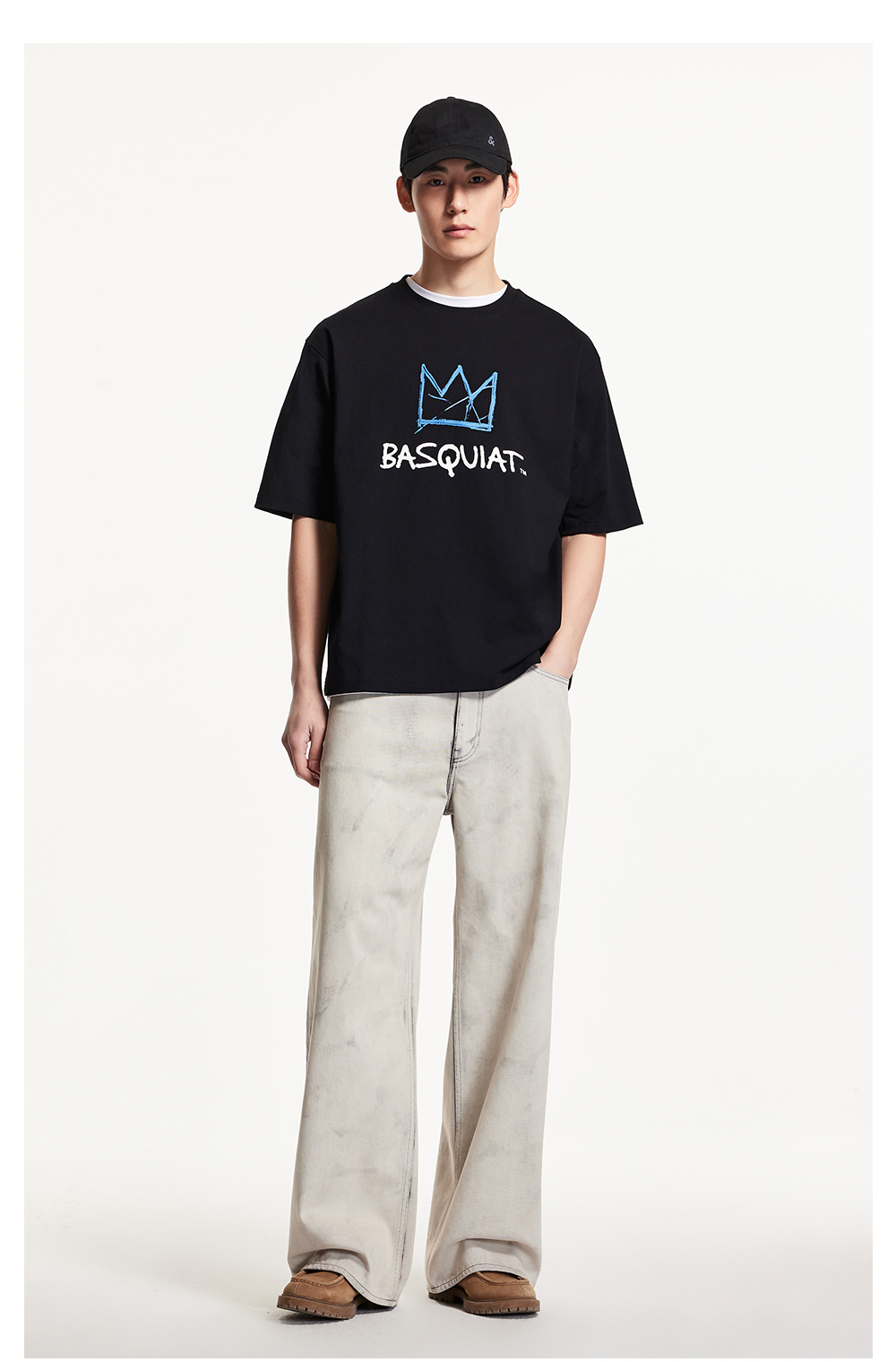 オーバーサイズTシャツ 王冠アート ビッグシルエット半袖