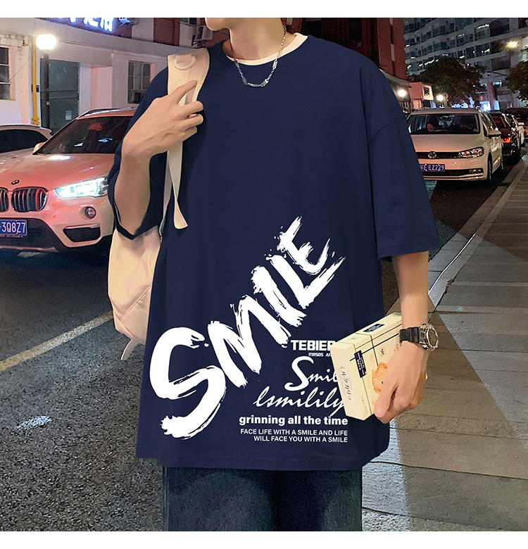 オーバーサイズTシャツ 微笑む心 筆文字デザイン 半袖