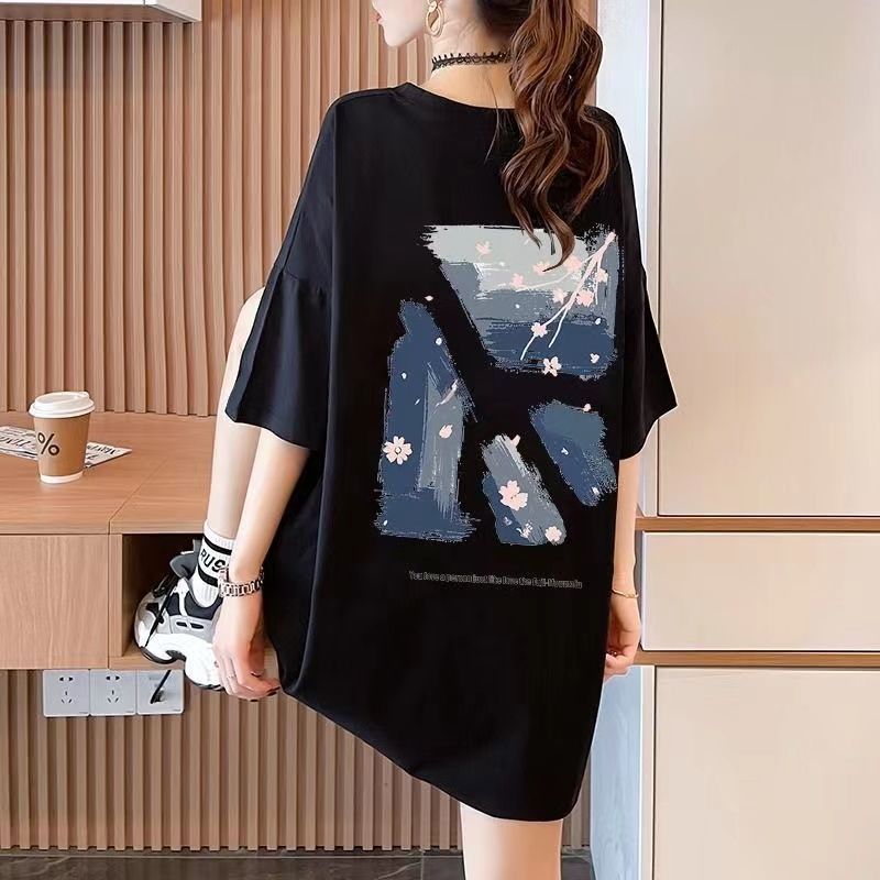 オーバーサイズTシャツ 桜模様 アート レディースゆったりチュニック